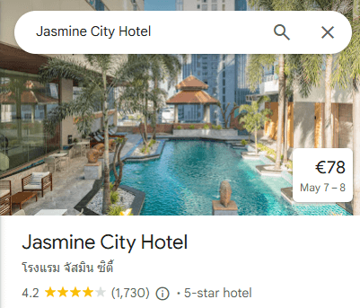 reseña piscina infinita Jasmin City Hotel Bangkok