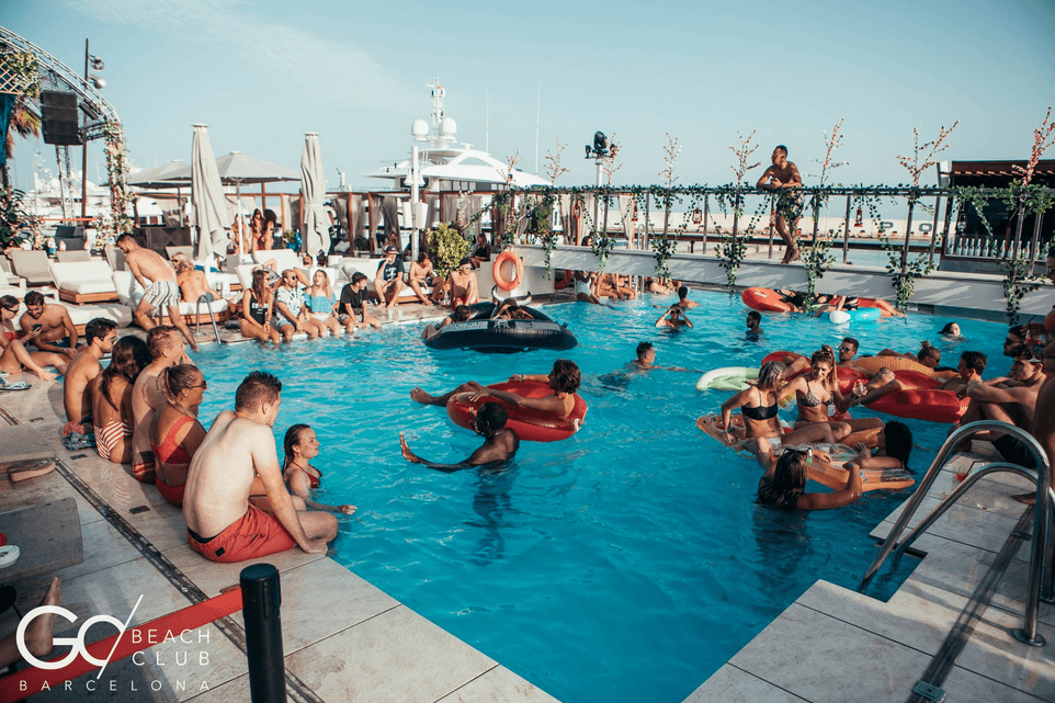 Pool party go beach club Barcelona