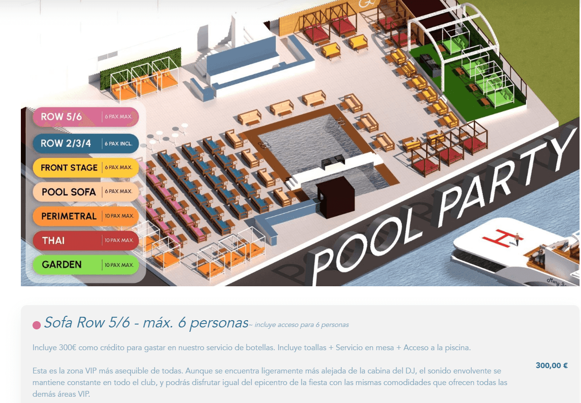 Precios reservas VIP y amahacas en go beach club Barcelona