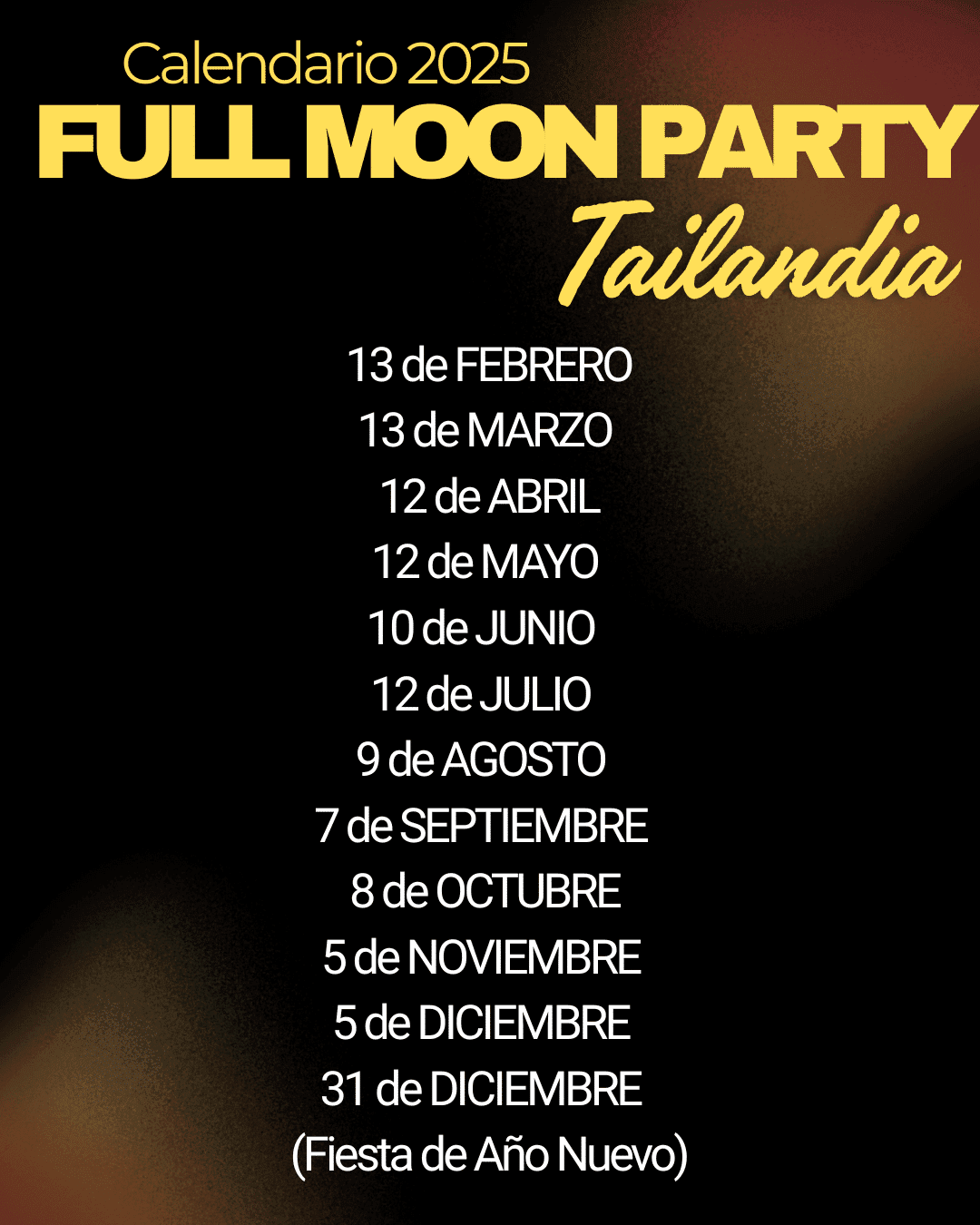 calendario full moon party 2025