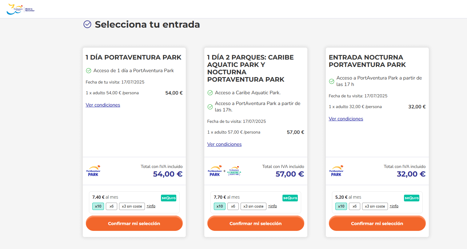 precio entradas online PortAventura