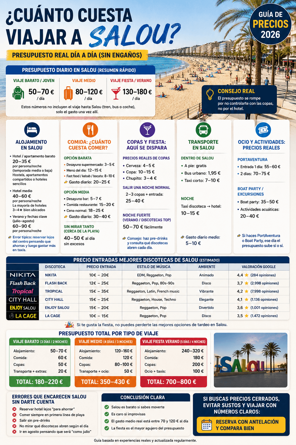infografía cuanto cuesta unas vacaciones en Salou