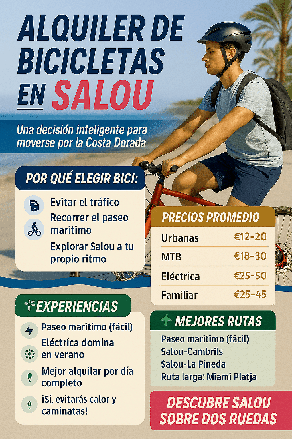 infografia información para alquilar una bici en salou